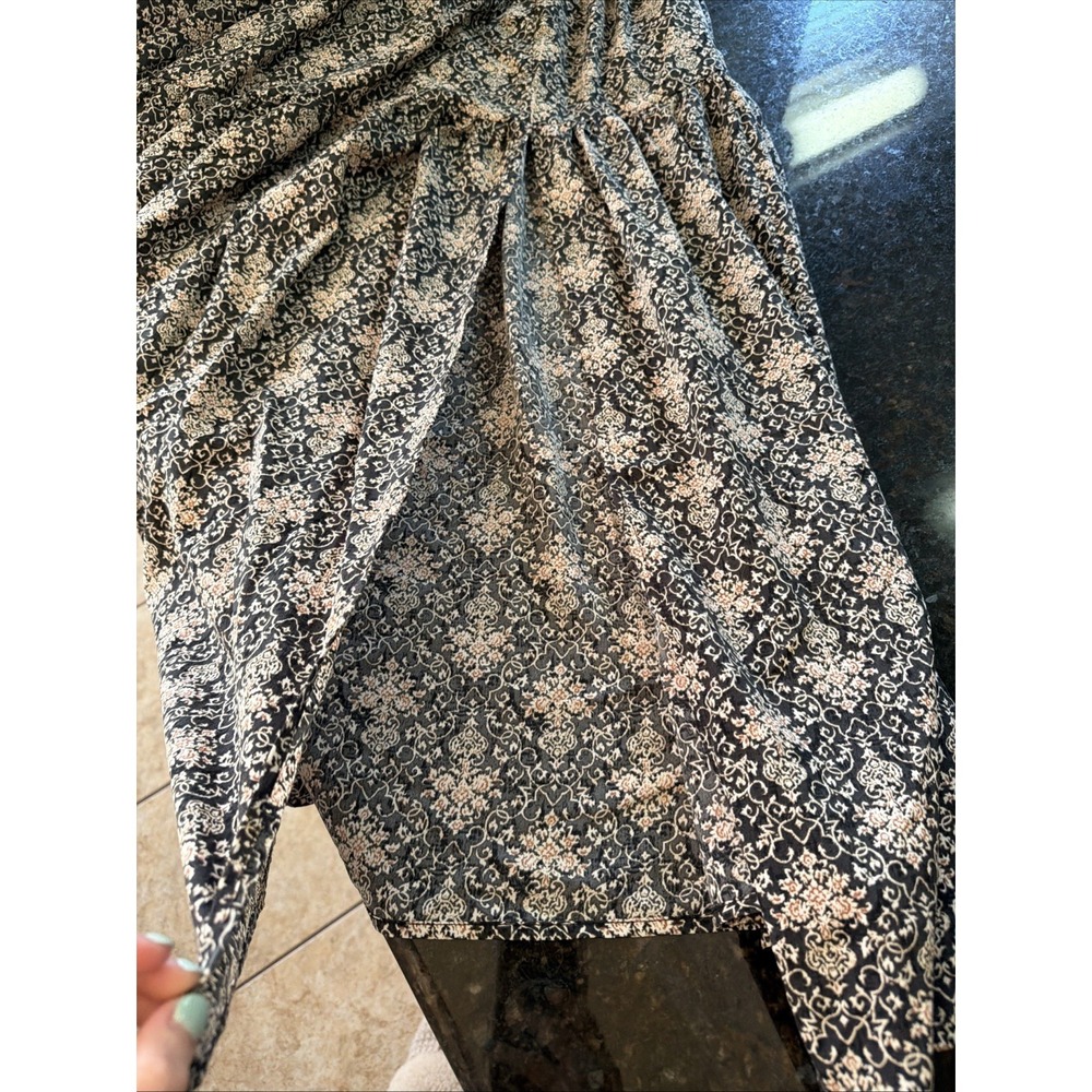 Promesa Boho Tiered Maxi Skirt Floral Women's Size L Split‎ Elastic Waist Hippie - Picture 6 of 7